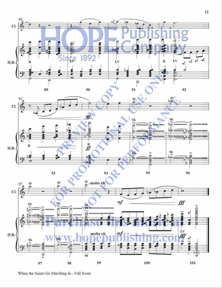 When the Saints Go Marching In Clarinet scores gallery preview page 12