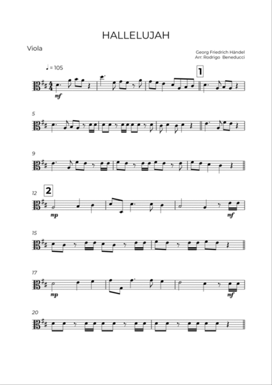 HALLELUJAH - HANDEL – VIOLA SOLO Viola Solo scores gallery preview page 2