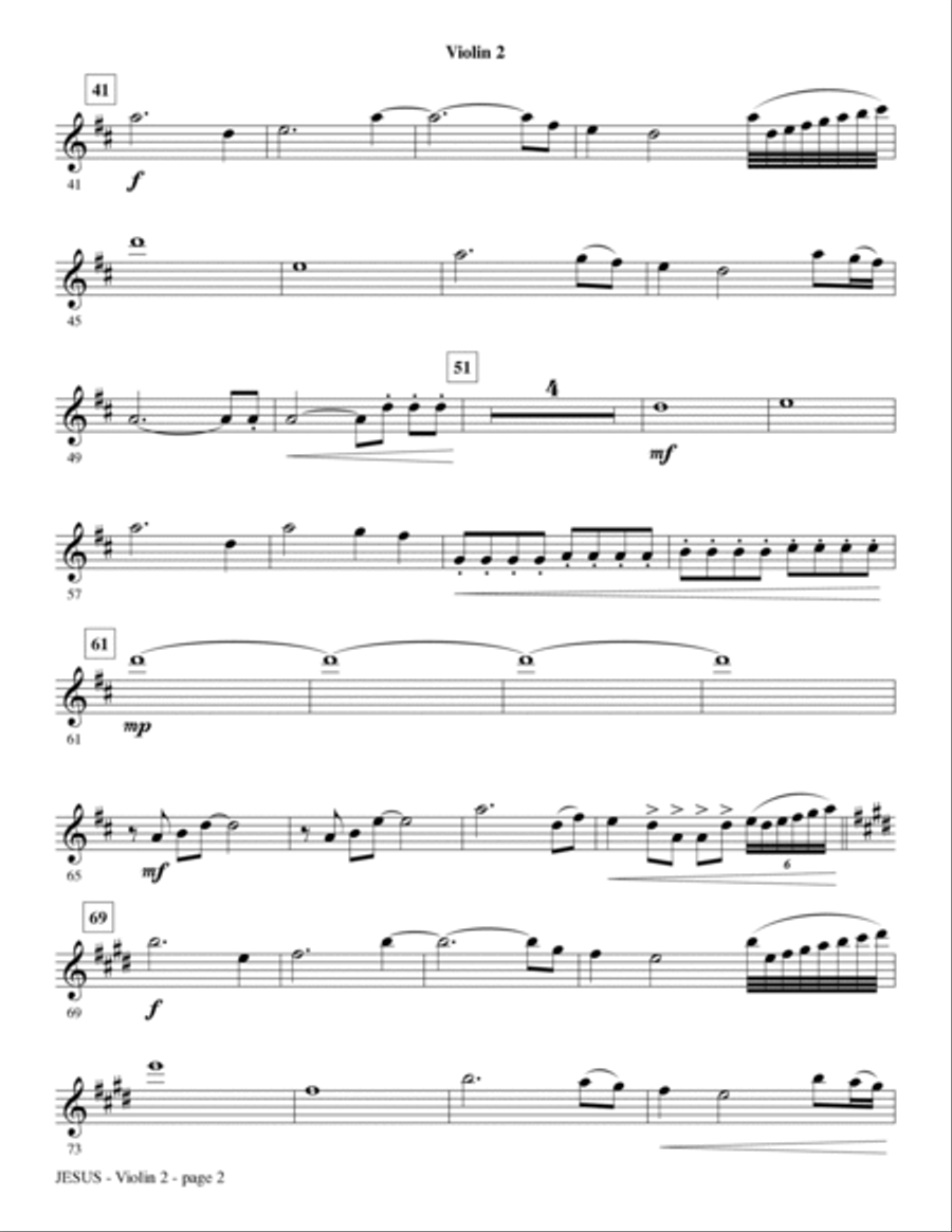 Jesus (arr. Richard Kingsmore) - Violin 2 Choir scores gallery preview page 2