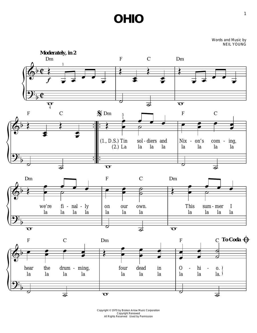 Ohio Ohio Easy Piano scores gallery preview page 1