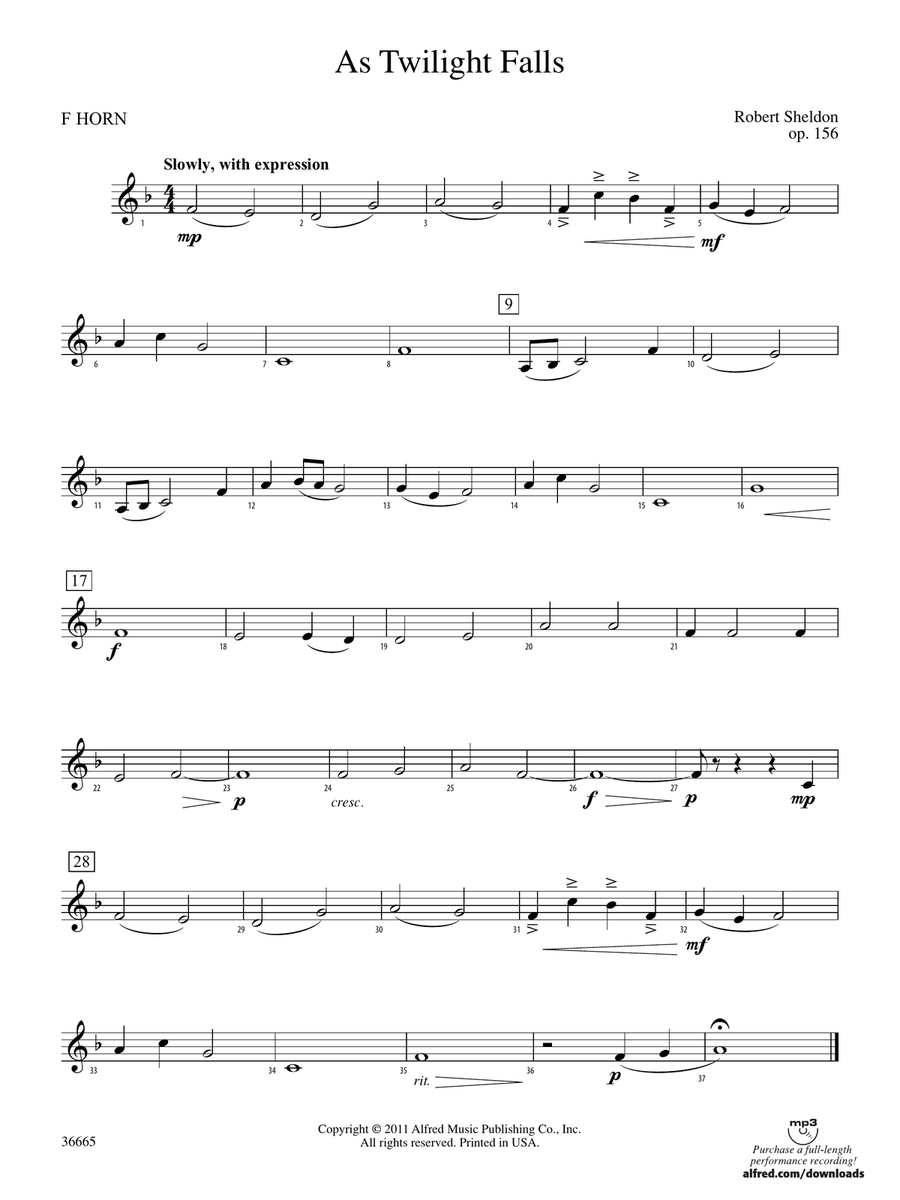 As Twilight Falls: 1st F Horn