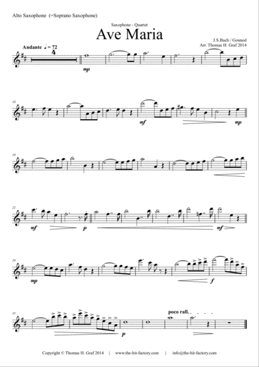 Ave Maria - Bach/Gounot - Saxophone Quartet Saxophone Quartet scores gallery preview page 6