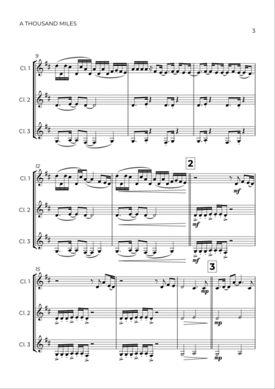 A Thousand Miles Woodwind Trio scores gallery preview page 3