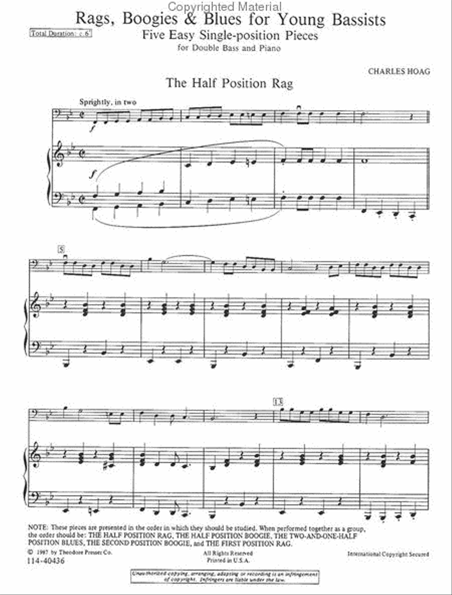 Rags, Boogies & Blues for Young Bassists Chamber Music scores gallery preview page 2