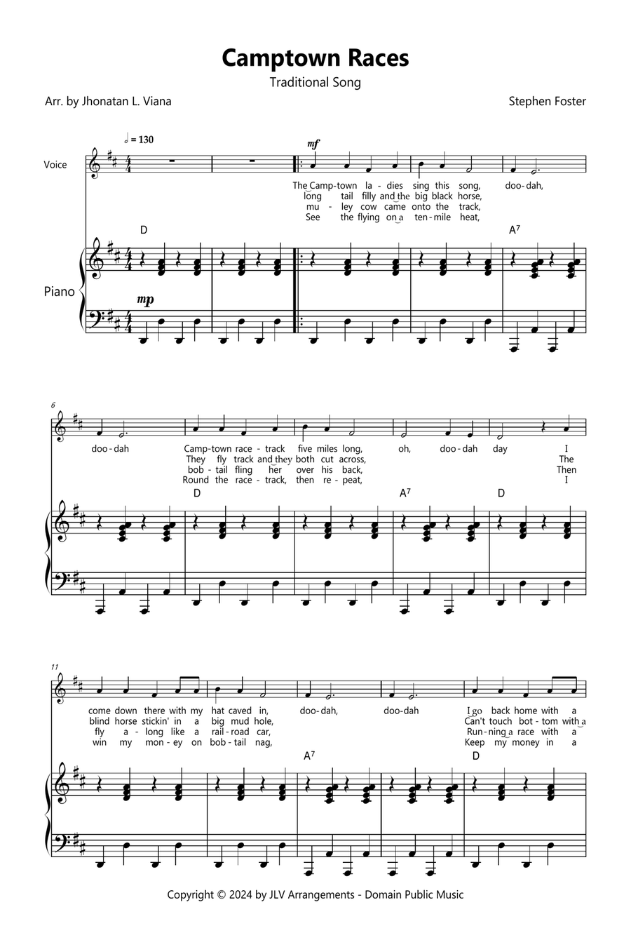 Camptown Races Easy Piano scores gallery preview page 1