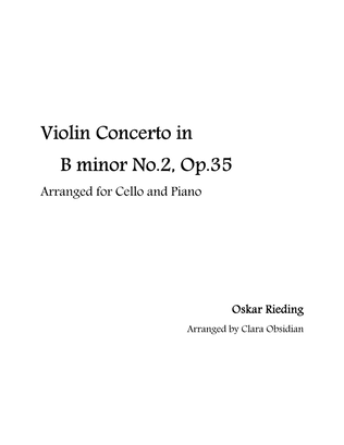 Rieding: Violin Concerto in B minor, No.2, Op.35 for Cello and Piano