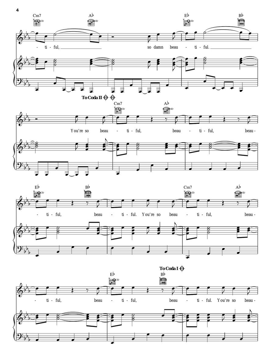 Beautiful Piano, Vocal, Guitar scores gallery preview page 4