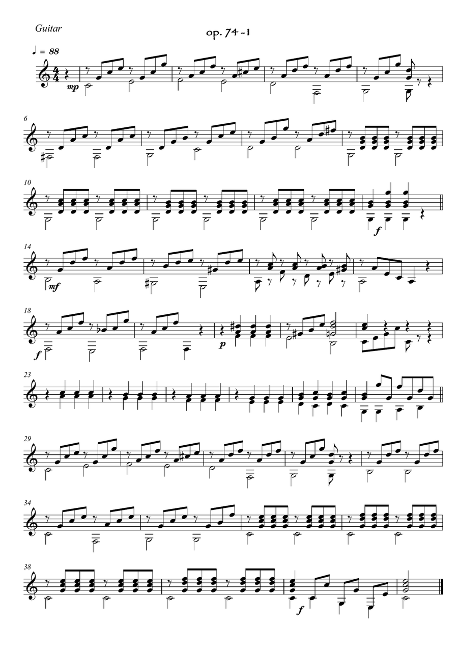 Easy Flute Guitar duets play along by Giuliani part I Flute scores gallery preview page 4