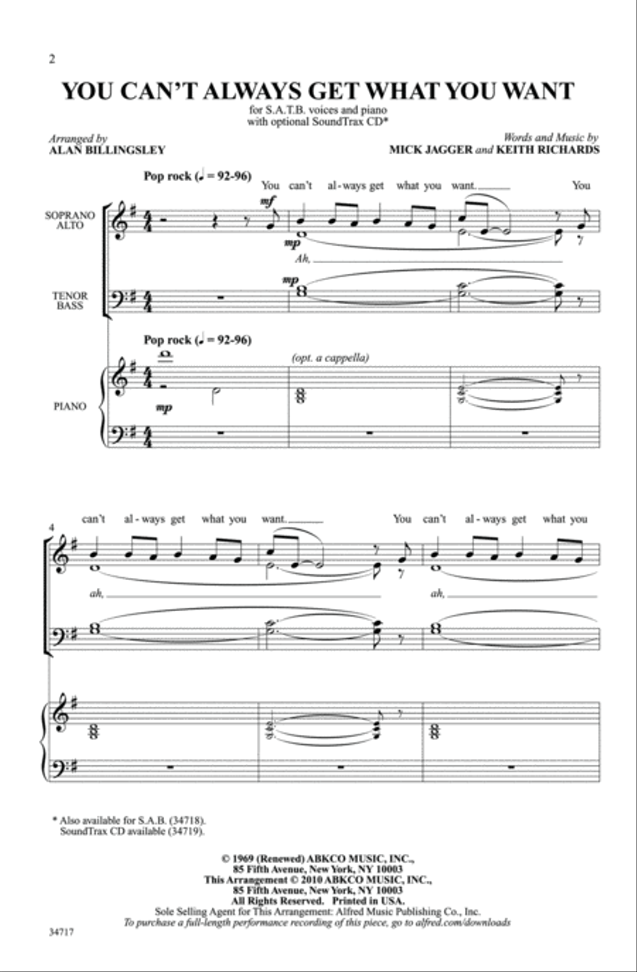 You Can't Always Get What You Want 4-Part scores gallery preview page 17