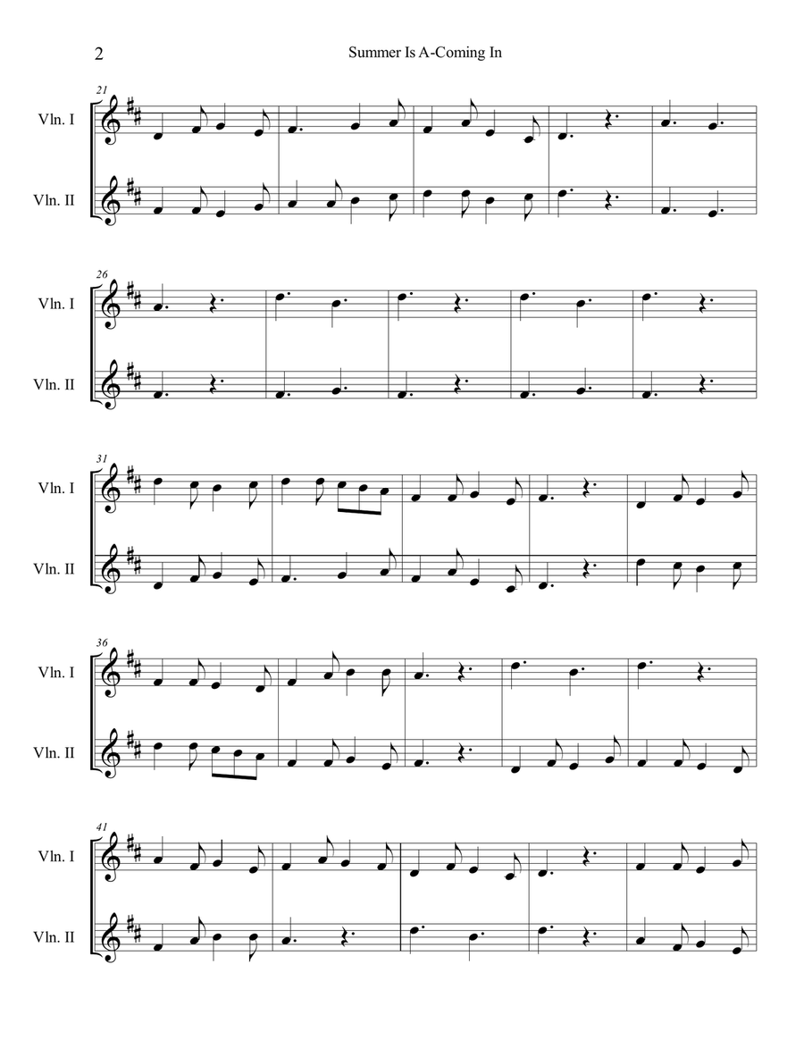Summer Is A-Coming In String Duet scores gallery preview page 2