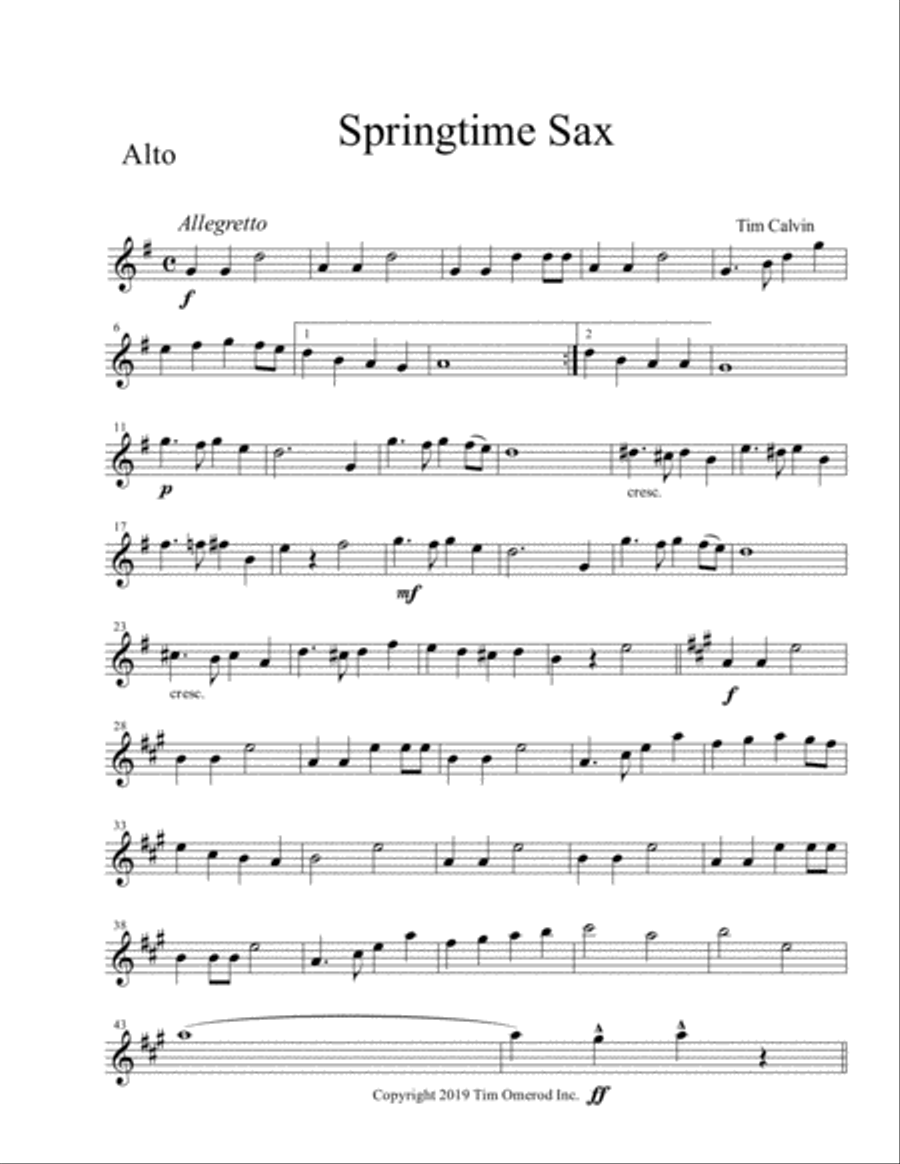 Springtime Sax Alto Saxophone scores gallery preview page 1