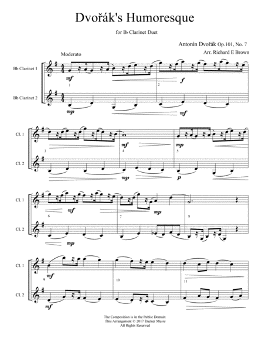 Dvorak's Humoresque - Clarinet Duet Clarinet Duet scores gallery preview page 3