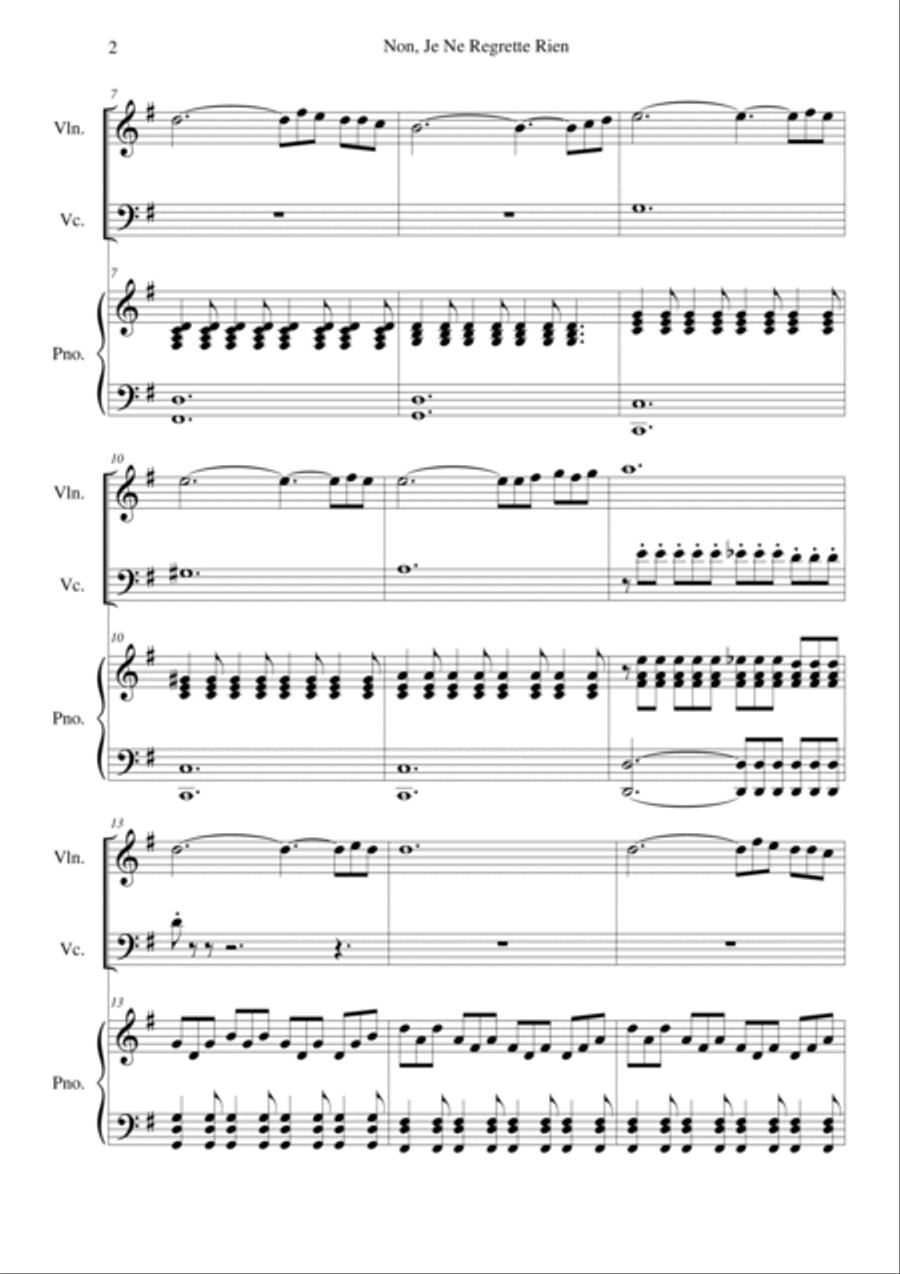 Non, Je Ne Regrette Rien Piano Trio scores gallery preview page 2