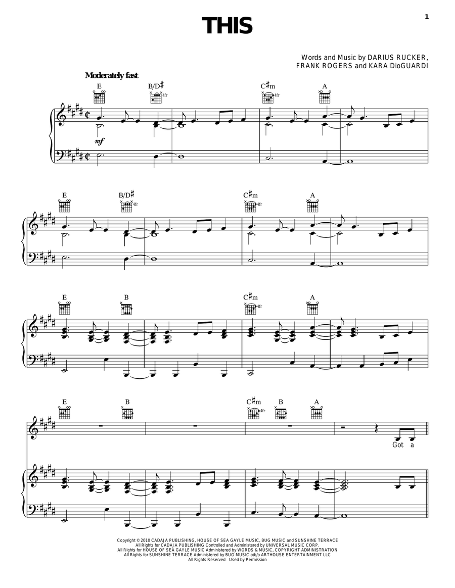 This Piano, Vocal, Guitar scores gallery preview page 1