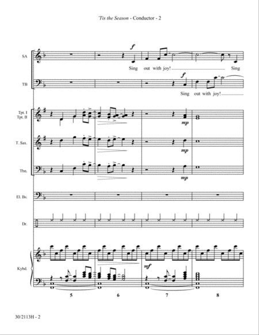 'Tis the Season - Studio Horns, Bass and Drums Score/Parts Saxophone scores gallery preview page 3