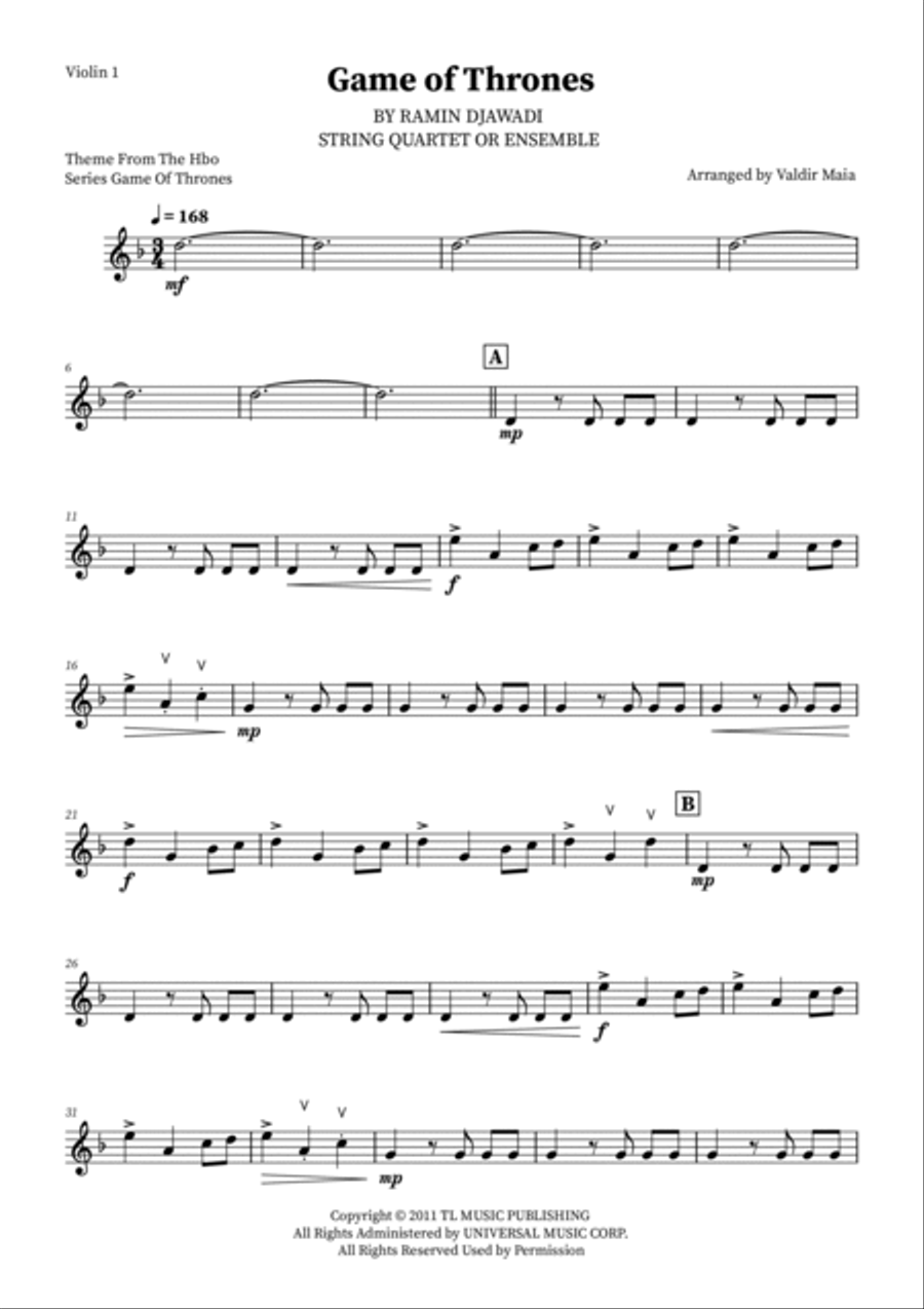 Game Of Thrones String Quartet scores gallery preview page 6