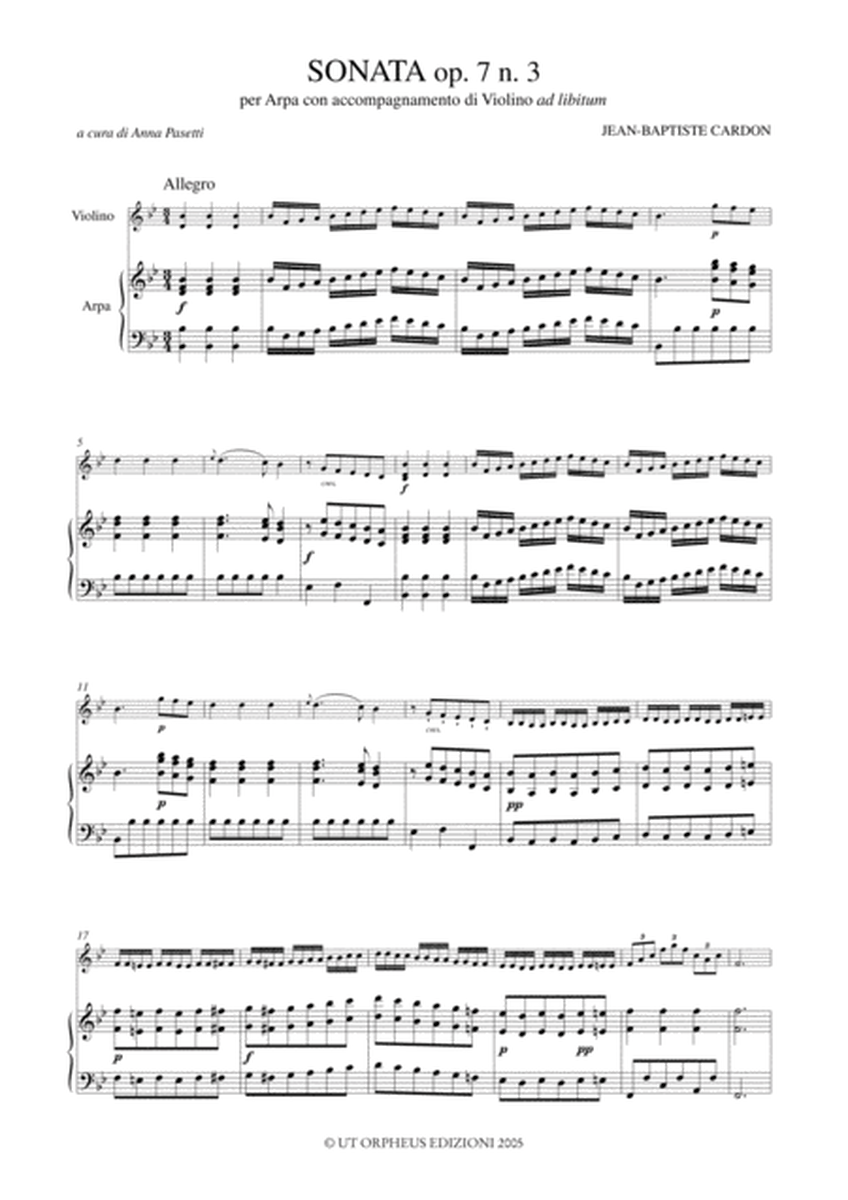 Sonata Op. 7 No. 3 for Harp and Violin accompaniment ad libitum