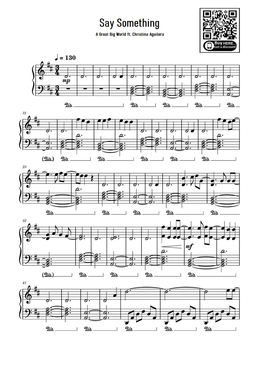 Say Something Easy Piano scores gallery preview page 1