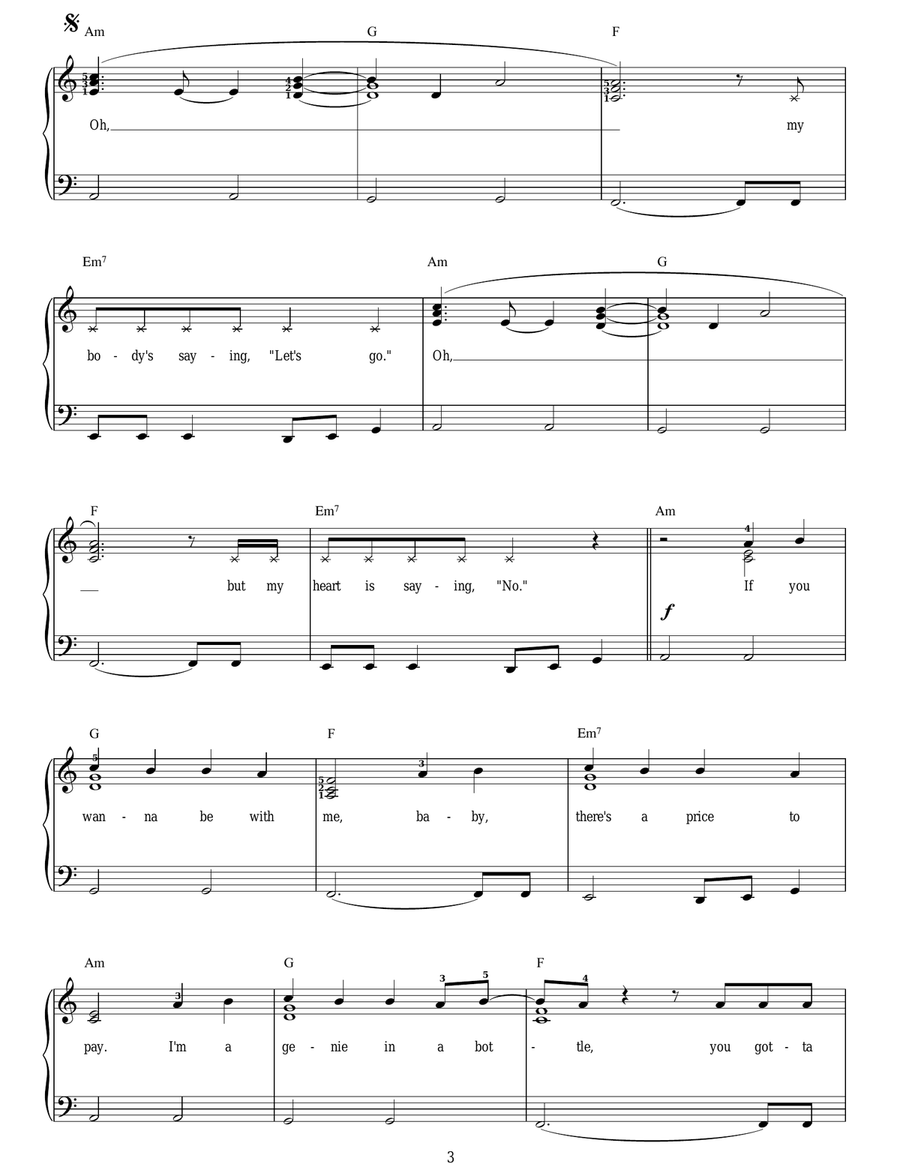 Genie In A Bottle Piano Solo scores gallery preview page 3