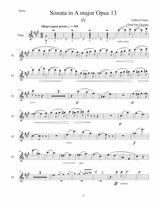 Violin Sonata in A major IV. Allegro quasi Presto, Opus 13