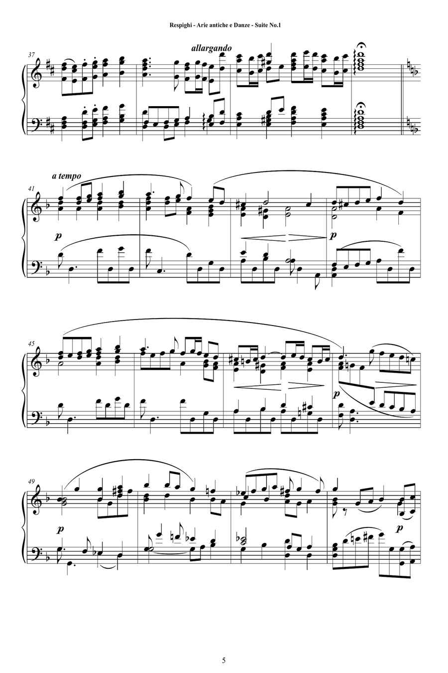 Respighi - Ancient Arias and Dances - 3 Piano Suites - Complete Scores Piano Solo scores gallery preview page 5