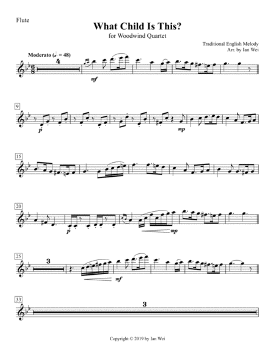 What Child Is This? for Woodwind Quartet Woodwind Quartet scores gallery preview page 1