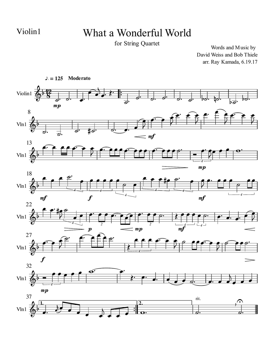 What A Wonderful World String Quartet scores gallery preview page 4