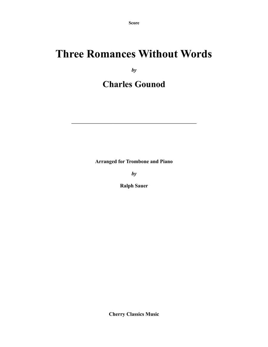 Three Romances Without Words for Trombone & Piano Piano scores gallery preview page 1