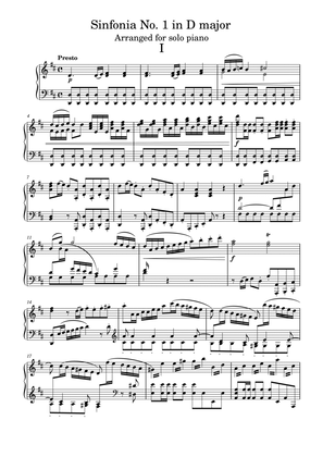 Symphony No. 1 in D major, Hob. I:1 by Joseph Haydn (Arrangement for Solo Piano)