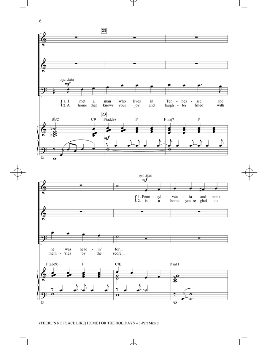 (There's No Place Like) Home For The Holidays (arr. Roger Emerson) 3-Part scores gallery preview page 4