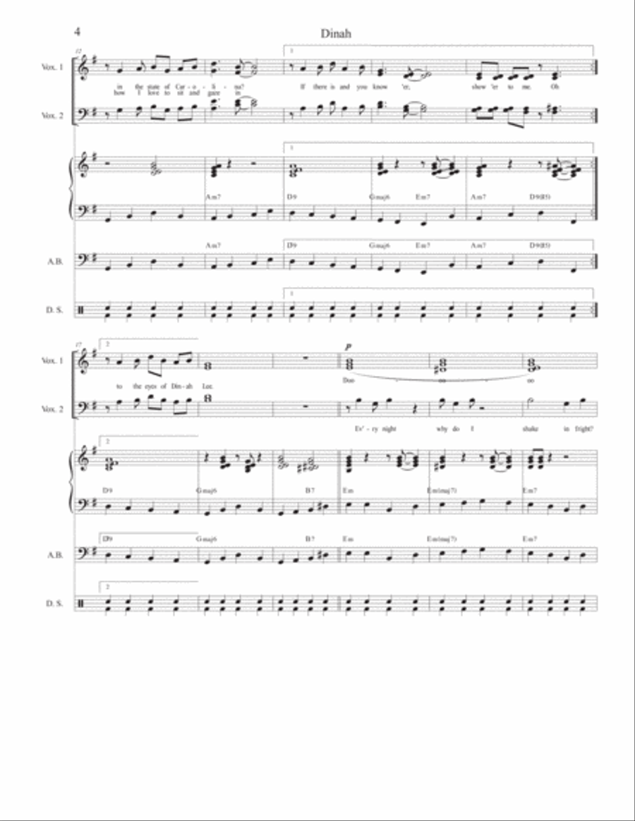 Dinah Dinah 4-Part scores gallery preview page 4