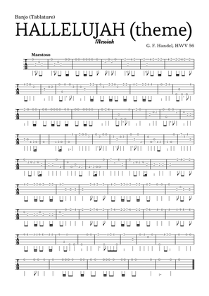 Aleluia (HALLELUJAH), of the Messiah - for Banjo (Tablature) and accompaniment