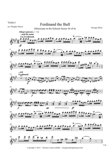 Ferdinand the Bull for String Quartet and Narrator - parts and narration image number null