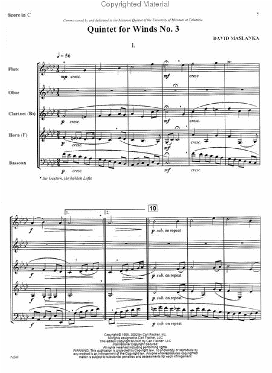 Quintet For Winds No. 3 Woodwind Quintet scores gallery preview page 2