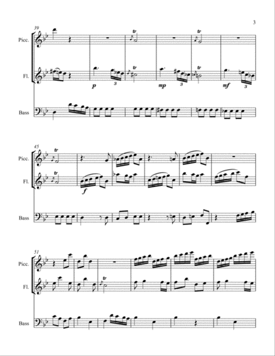 Vivace from Sonata no. 2 in Bb Major Small Ensemble scores gallery preview page 3