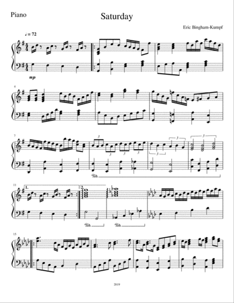 Saturday Piano Solo scores gallery preview page 1