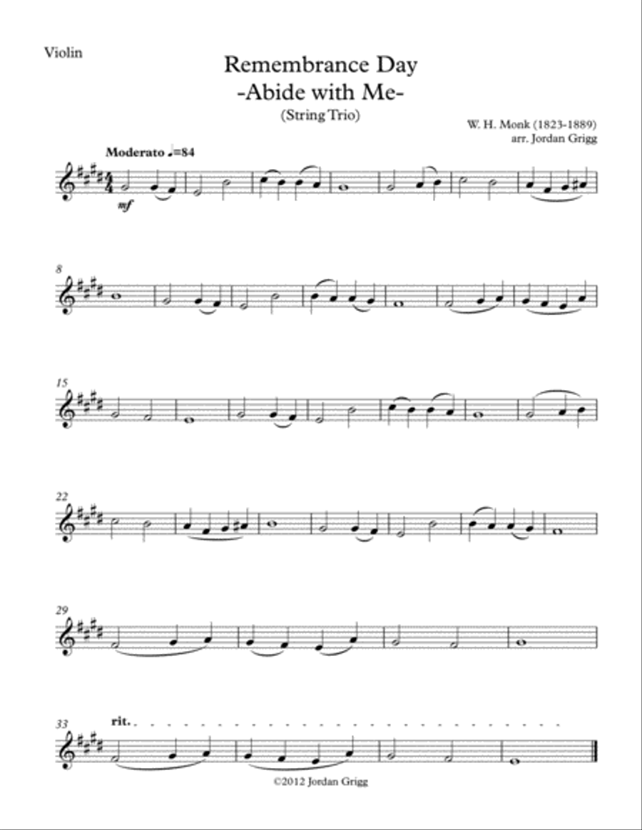 Remembrance Day 'Abide with Me' (String Trio) String Trio scores gallery preview page 3