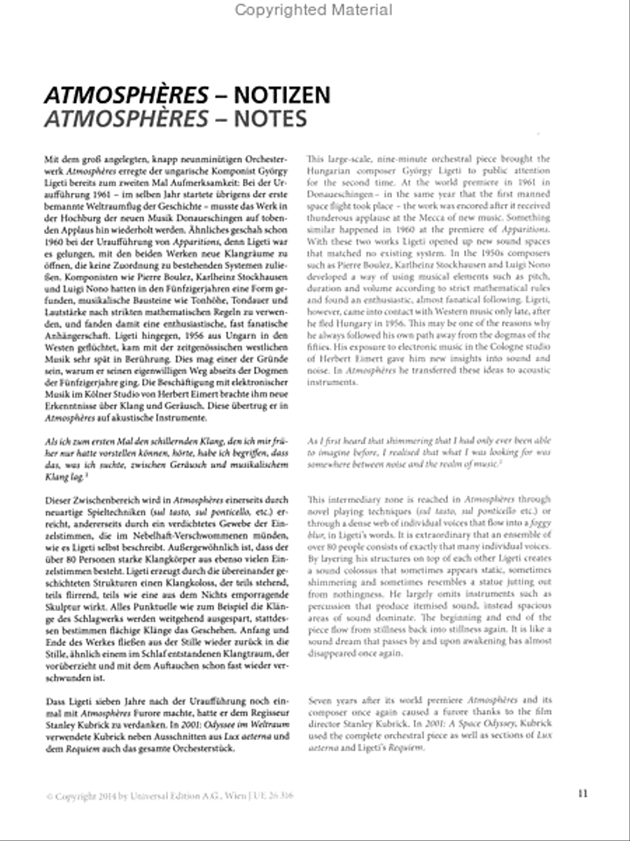 Gyorgy Ligeti: Atmospheres Texts scores gallery preview page 2