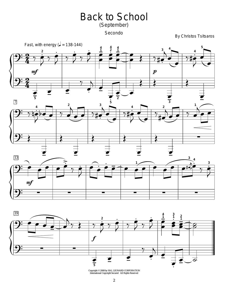 Back To School (September) Piano Duet scores gallery preview page 1