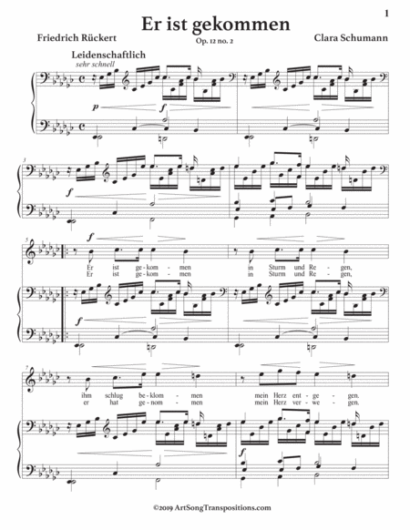 SCHUMANN: Er ist gekommen, Op. 12 no. 2 (transposed to E-flat minor)