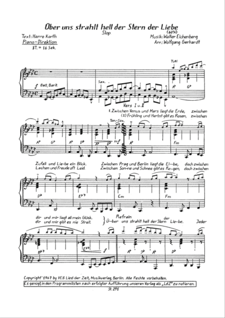 Uber uns strahlt hell der Stern der Liebe Tenor Saxophone scores gallery preview page 5
