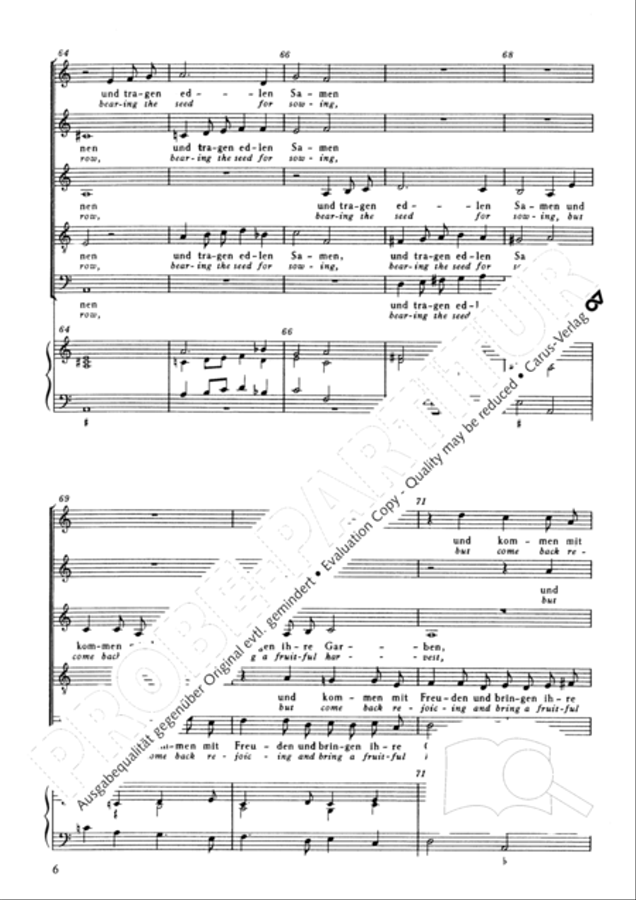 He who weeping soweth (Die mit Tranen saen) SSATB scores gallery preview page 7