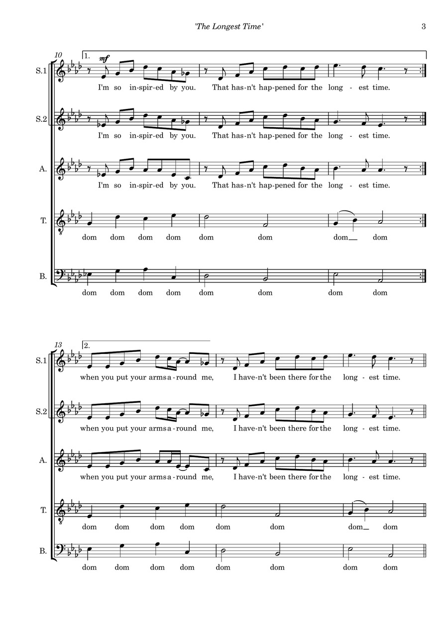The Longest Time 4-Part scores gallery preview page 5