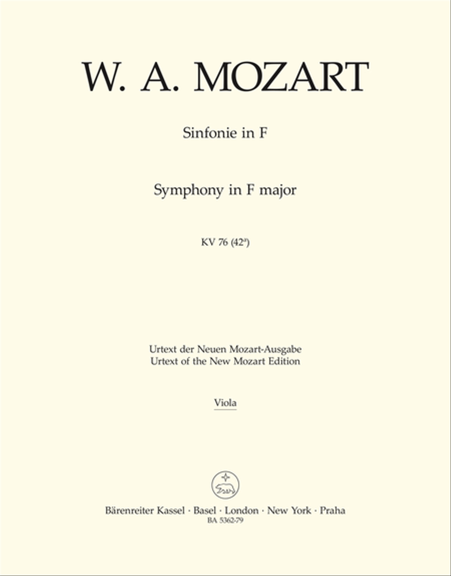 Symphony F major, KV 76(42a) Viola scores gallery preview page 1