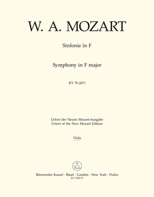 Book cover for Symphony F major, KV 76(42a)