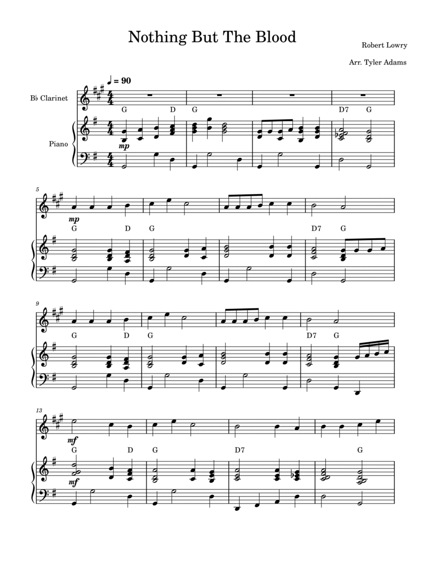 Nothing But The Blood (Clarinet Solo and Piano) B-Flat Clarinet scores gallery preview page 1