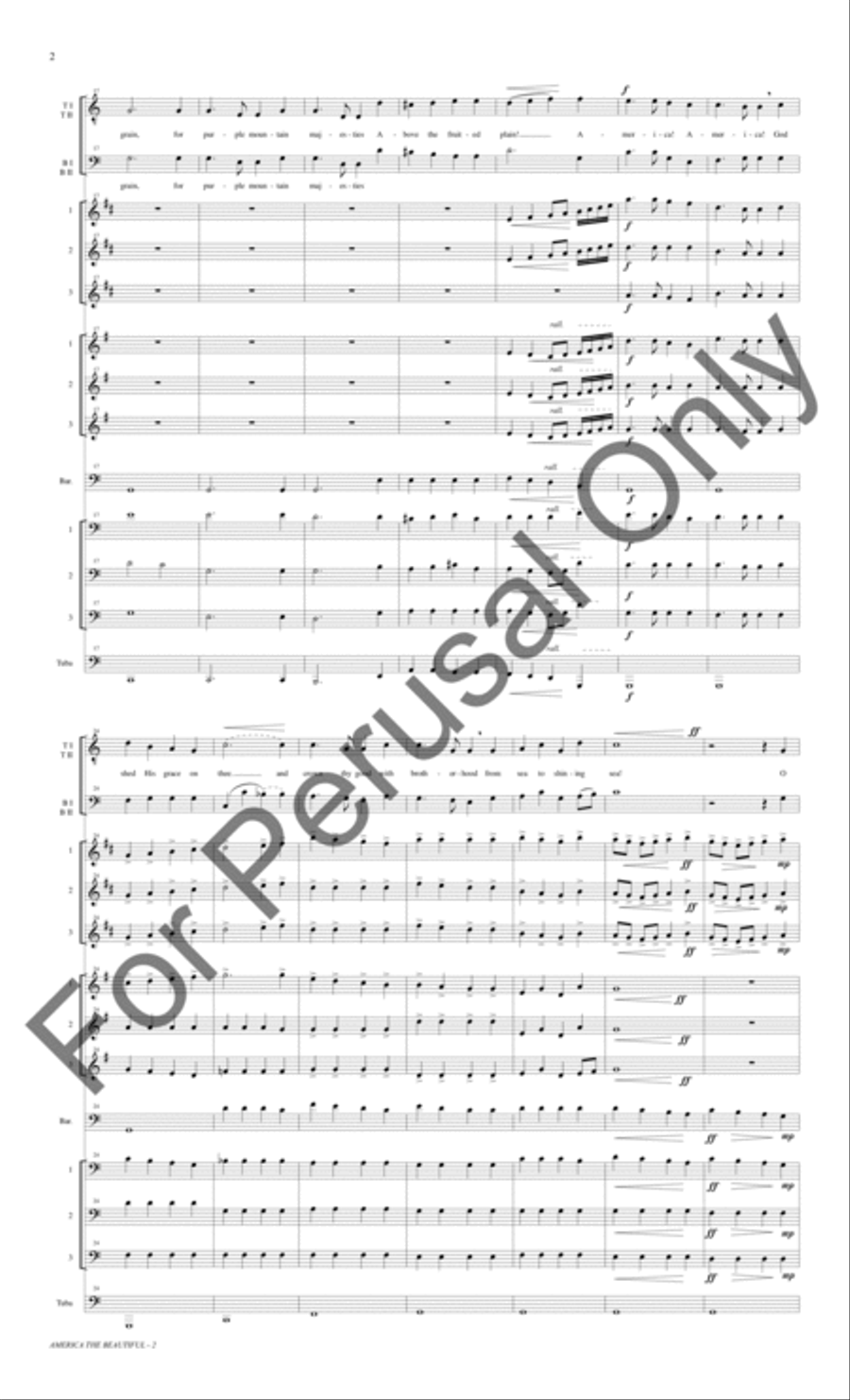 America The Beautiful (Small Brass Ensemble Score/Parts) Choir scores gallery preview page 3