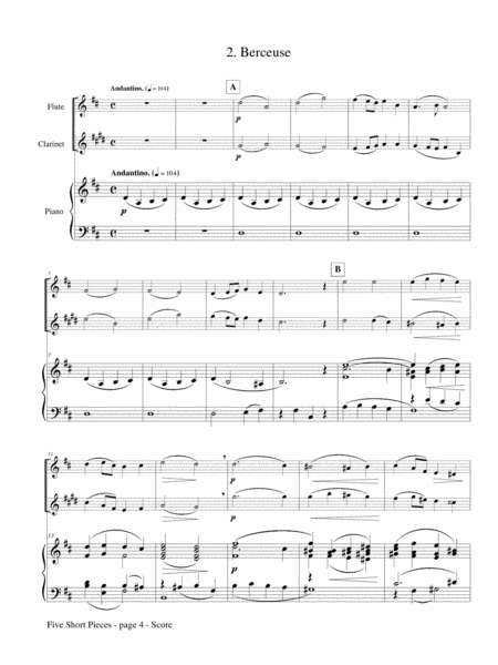 Five Short Pieces for Flute, Clarinet and Piano