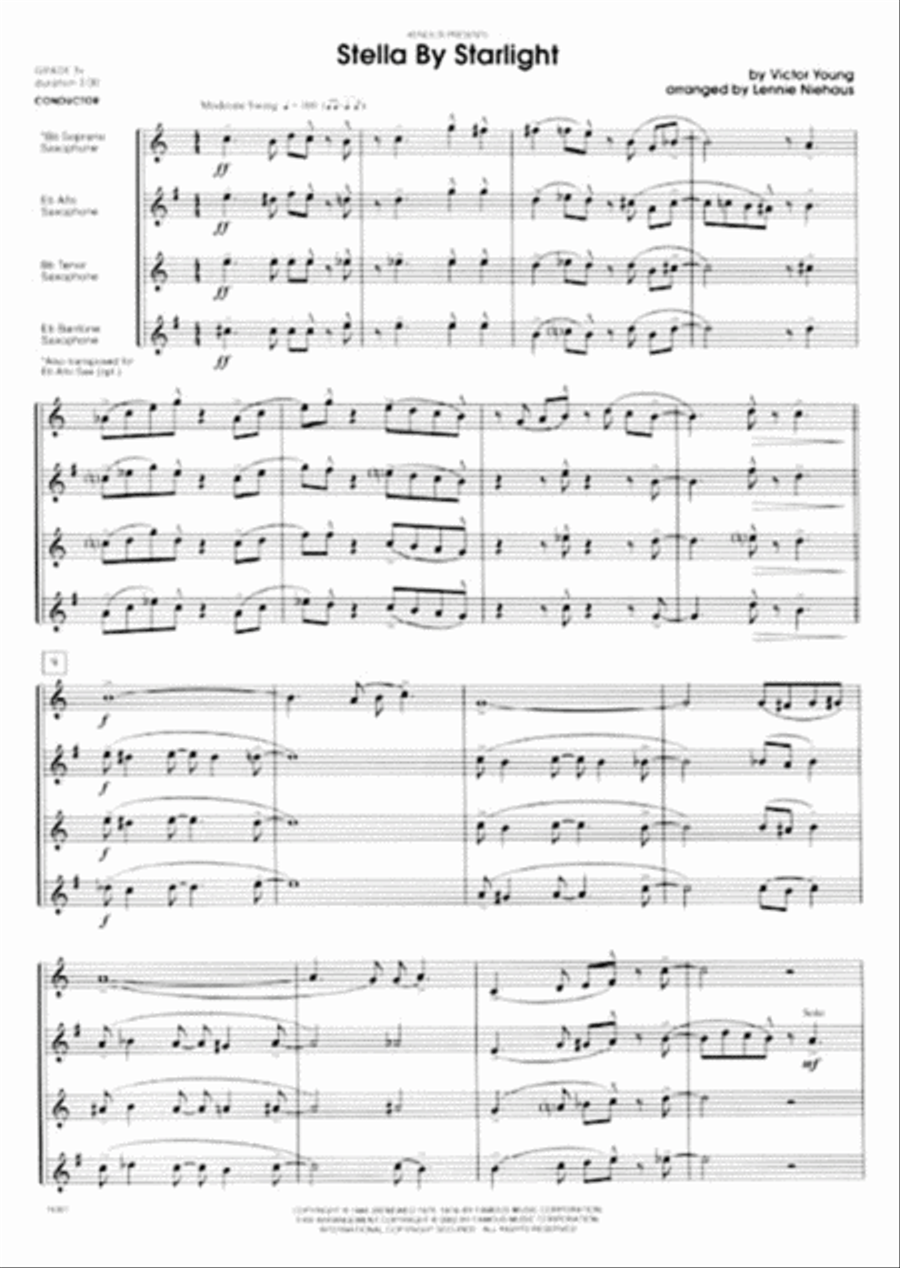 Stella By Starlight (from the Paramount Picture The Uninvited) Saxophone Quartet scores gallery preview page 2