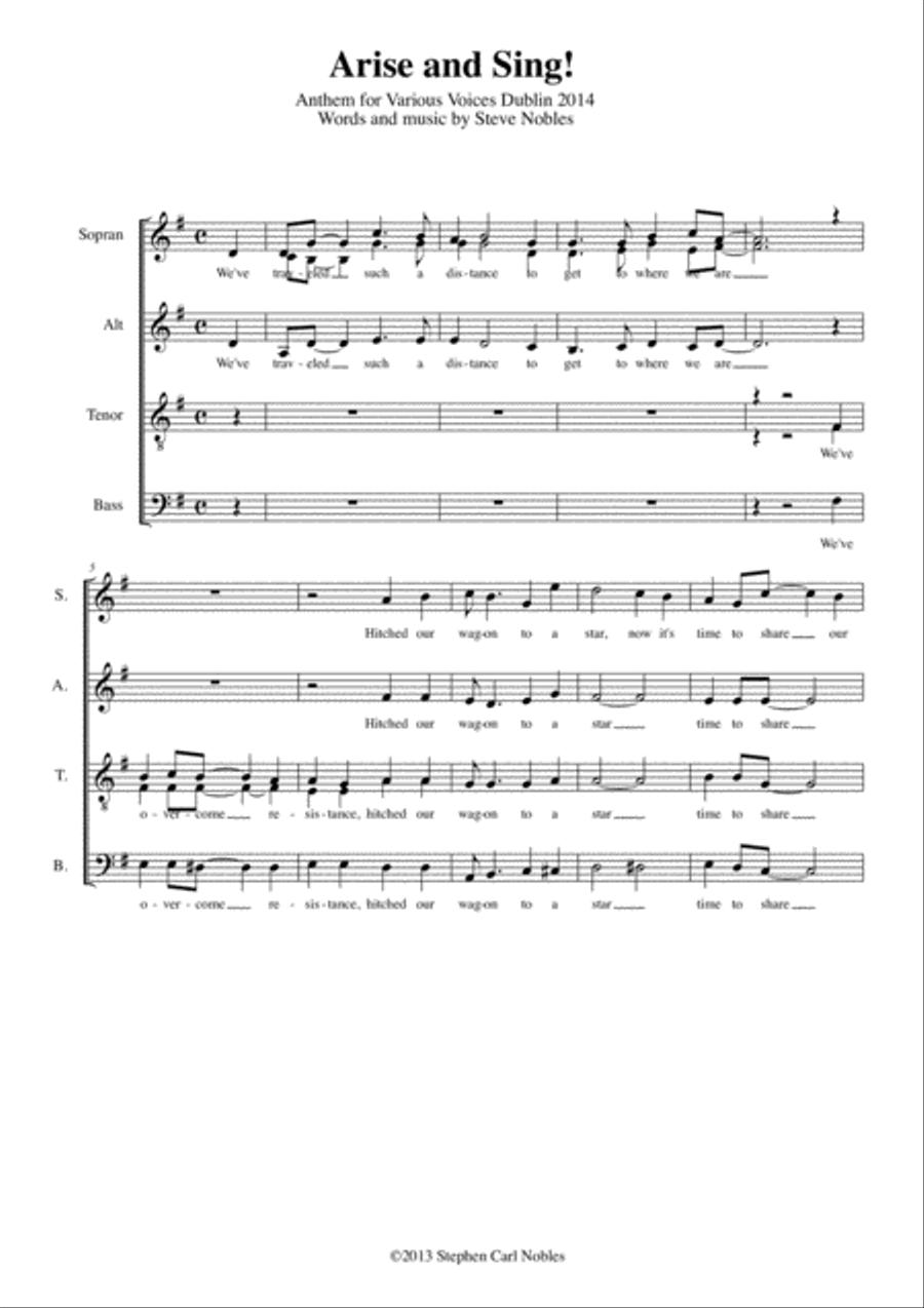 Arise and Sing! Arise and Sing! 4-Part scores gallery preview page 1
